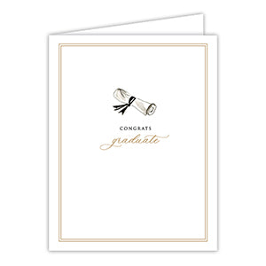 Congrats Graduate Diploma Gold Border Greeting Card