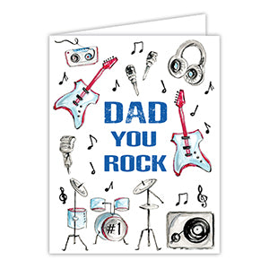 Dad You Rock Guitar and Music Icons Greeting Card