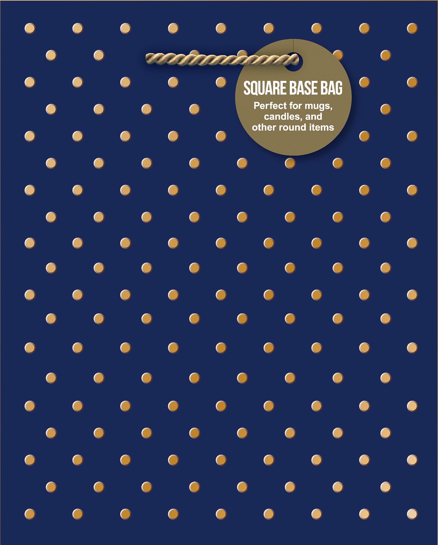 Gold Swiss Dot-Midnight Blue Small Square Tote Bag