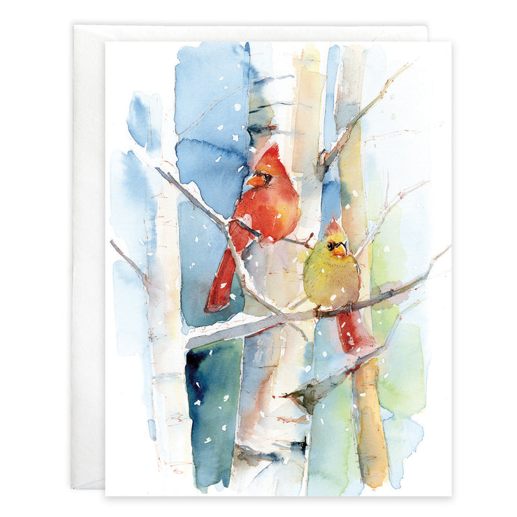 Cardinal Pair/Birch Blank Cards