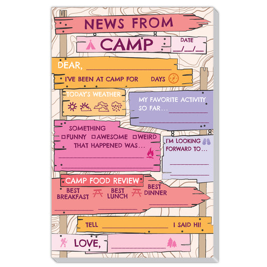 PINK NEWS FROM CAMP FILL IN STATIONERY PADS