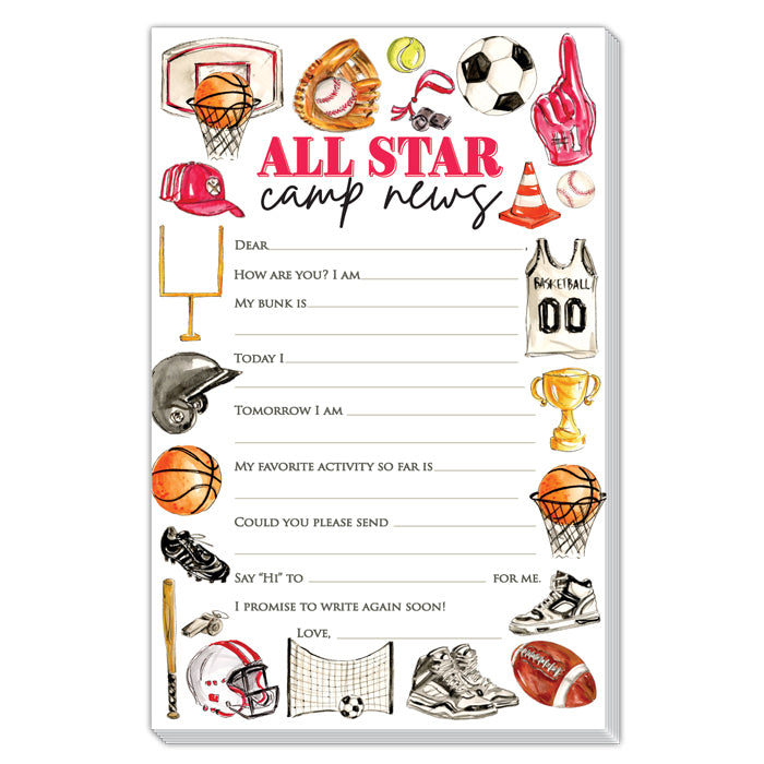 All Star Camp News Sports Fill-in Stationery Pads