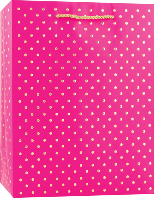 Gold Swiss Dots Medium Tote Bag-Magenta