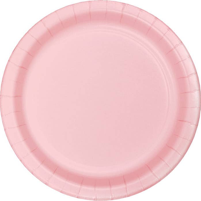 Classic Pink Paper 6.75 Inch Dessert Plates, 24/Pkg