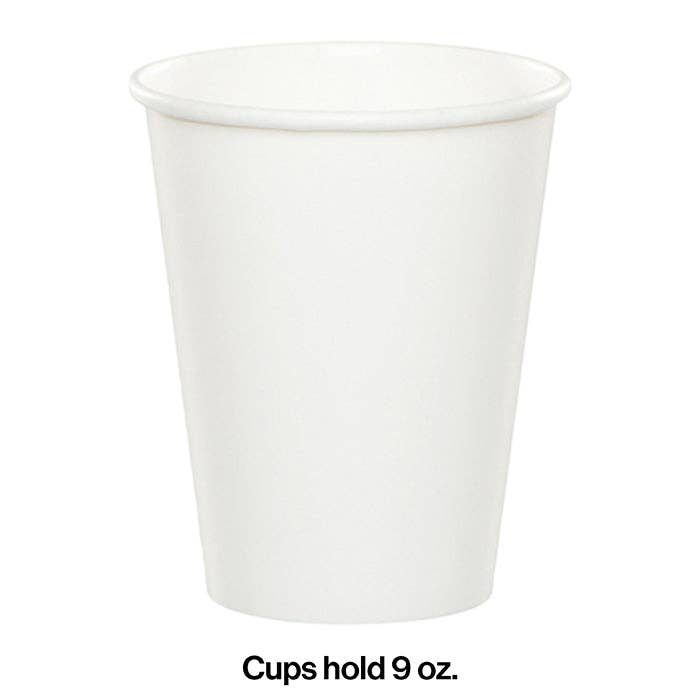 White 9 oz Hot & Cold Paper Cups, 24/Pkg