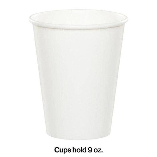 White 9 oz Hot & Cold Paper Cups, 24/Pkg