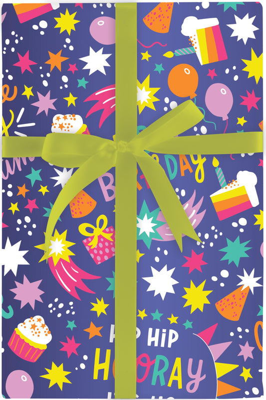 Cosmic Birthday-Hooray Roll Wrap