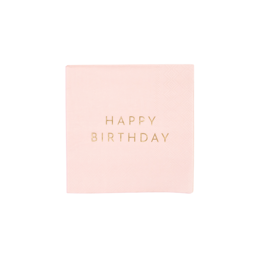 PETAL PINK SIGNATURE HAPPY BIRTHDAY COCKTAIL NAPKINS