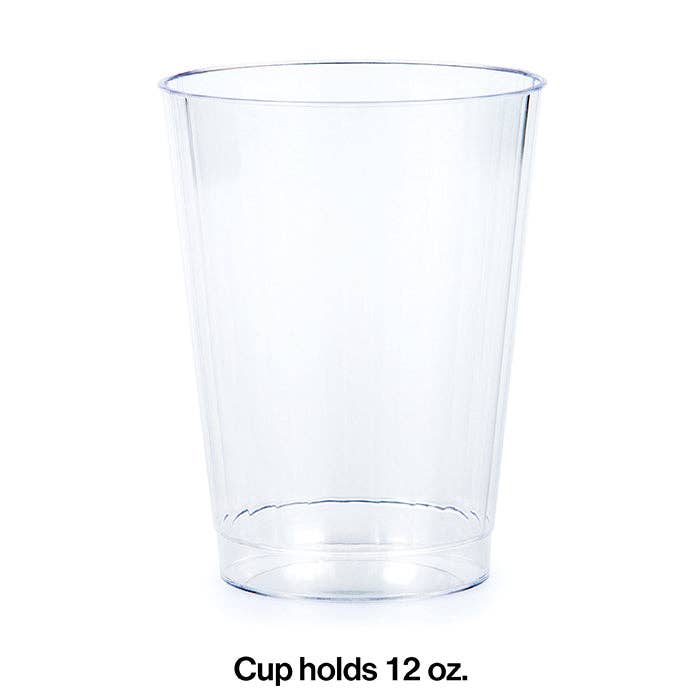 Clear 12 oz Plastic Tumblers, 8/Pkg
