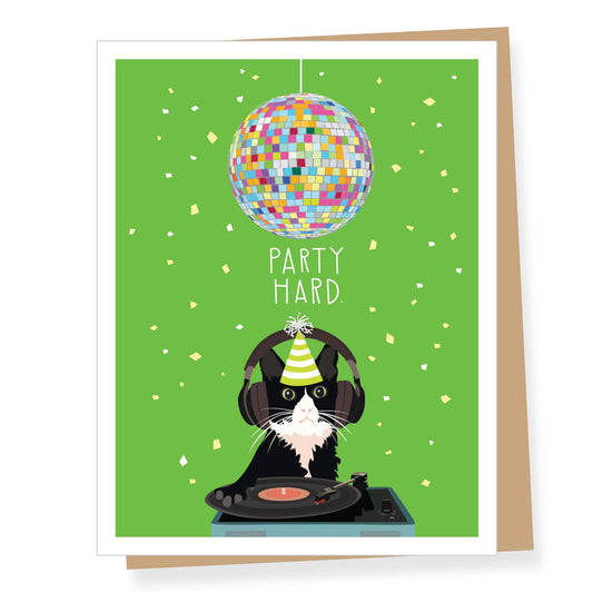 Dj Party Cat, Birthday Greeting Card