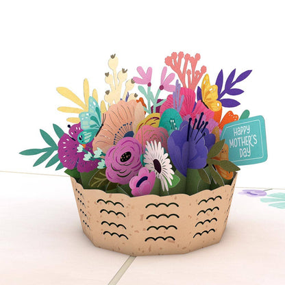 Mother's Day Basket Card, 5x7" Pop-up card, Flower