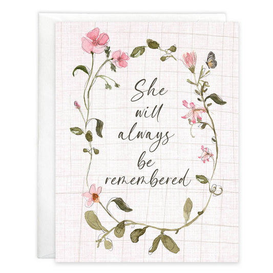 She Pink Flower Wreath Sympathy Greeting Card