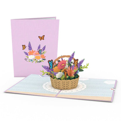 Flower Basket 5''x7'' Card, Pop-Up Cards, Vintage