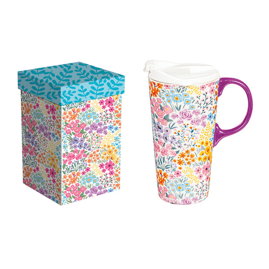 Ceramic Perfect Travel Mug - Multicolor Wildflowers