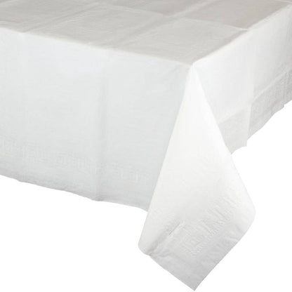 White Tablecover, 54X108" Paper/Poly