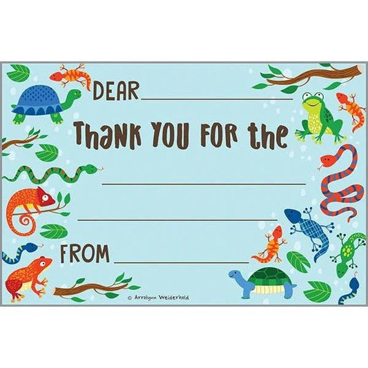 Kids Thank You Postcard - Turtles and Lizards