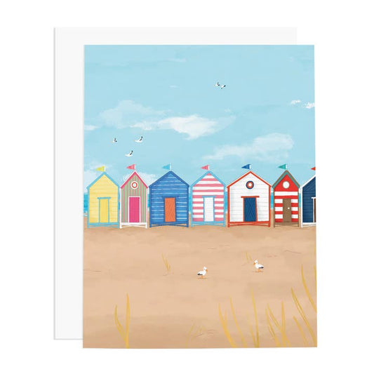 Beach Huts Blank Greeting Card