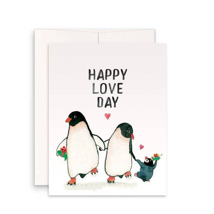 Happy Love Day Penguins Family - Funny Valentines Day Card: Happy Love Day
