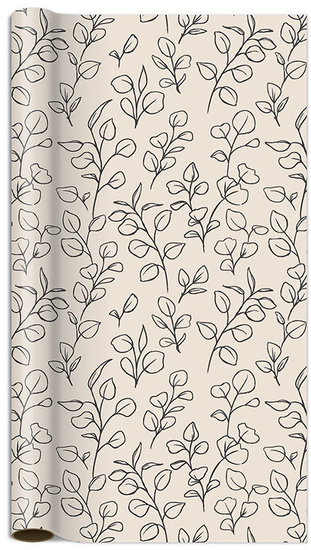 Black Creme Botanical Wrapping Paper