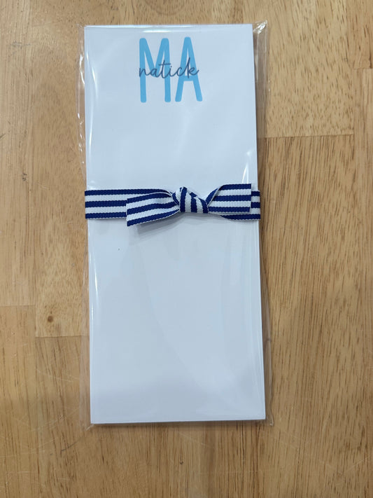 Natick, MA NAVY AND LIGHT BLUE Skinnie Notepad