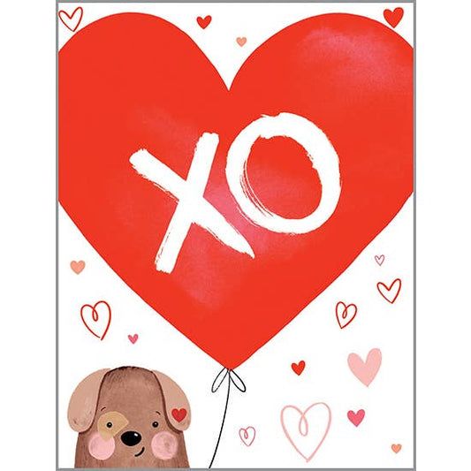 Valentine Greeting Card - Puppy & Balloon