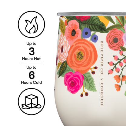 Stemless - 12oz Rifle Paper - Garden Party Cream