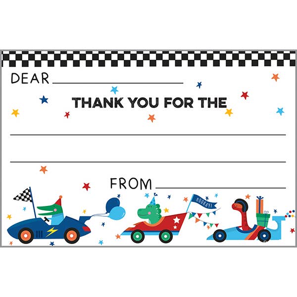 Kids Thank You Postcard - Race Cars