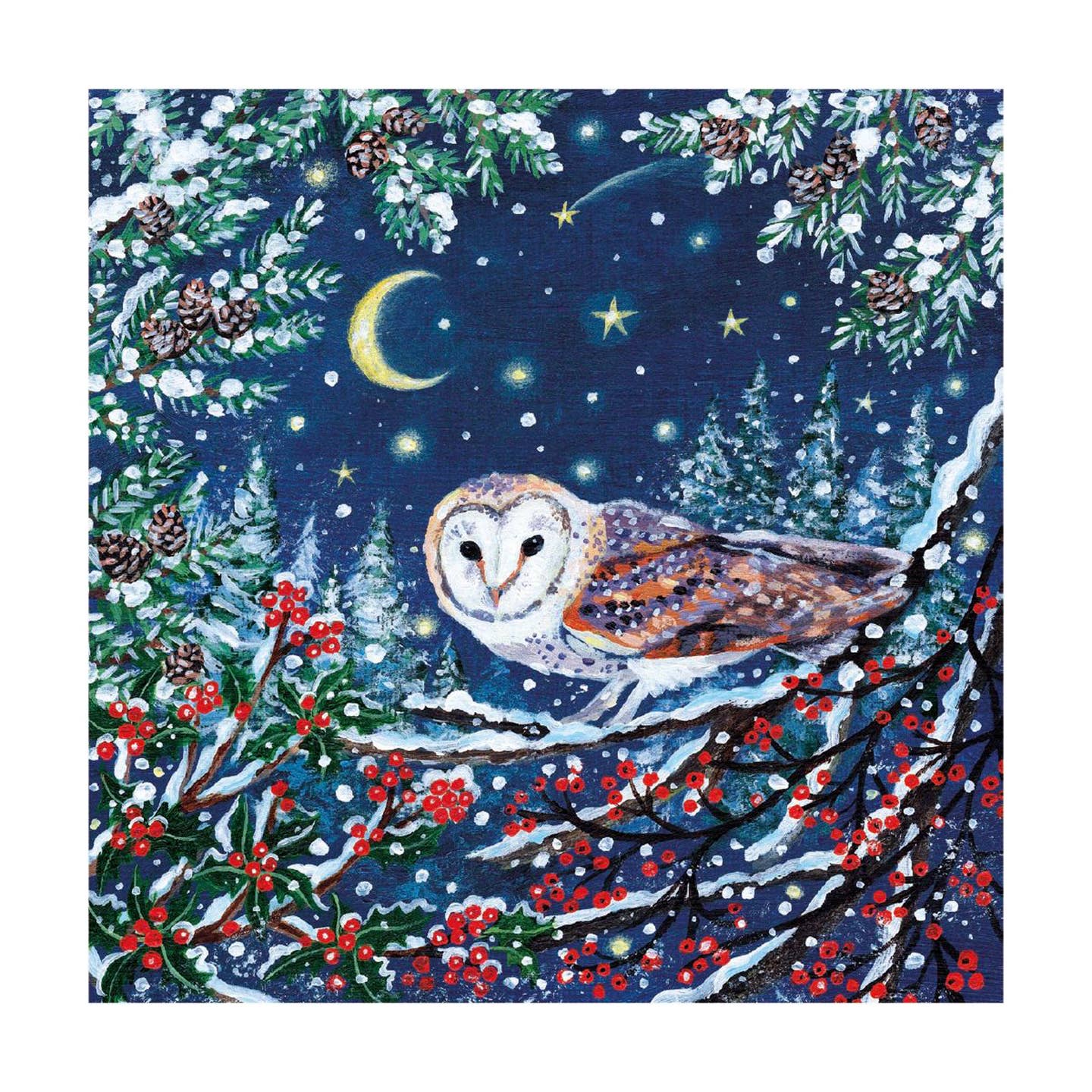 Holiday Card Pack of 8 Owl & Moon