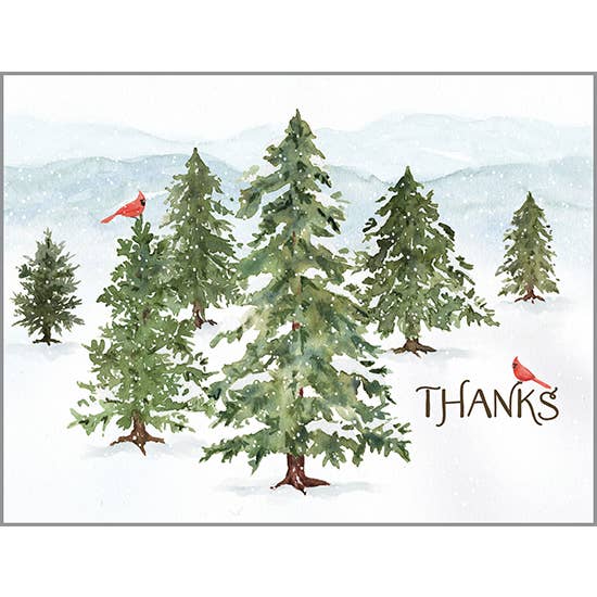 Boxed/Holiday Thank You Blank Note Card - Winter Forest