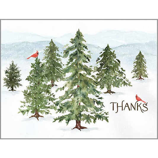 Boxed/Holiday Thank You Blank Note Card - Winter Forest