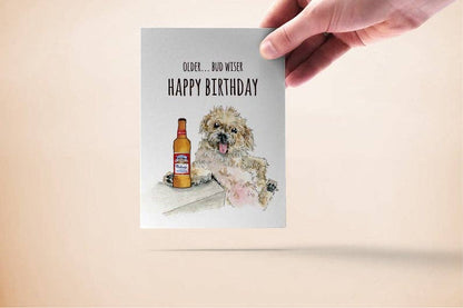 Older Budwiser Dog - Funny Birthday Card: Single