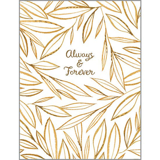 Wedding Greeting Card - Gold Leaves