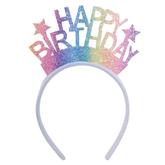 Glittered Happy Birthday Headband