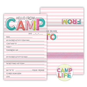 HELLO FROM CAMP PINK STRIPE FOLD N SEAL