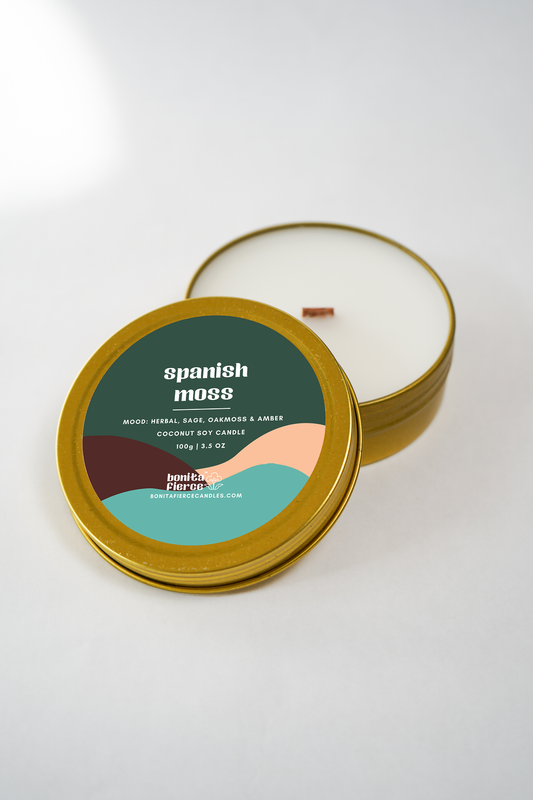 Spanish Moss Candle Tin | Herbal Sage, Oakmoss & Amber