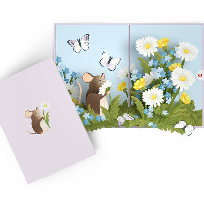 Field Mouse in the Flowers 5*7" Pop-Up Card