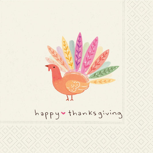 Colorful Thanksgiving Turkey Luncheon Napkin