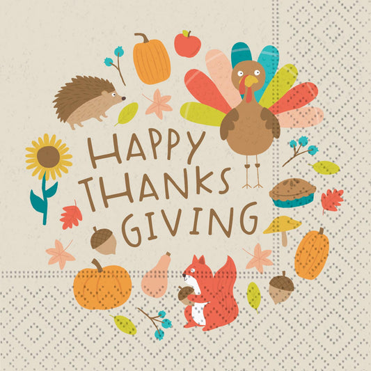 Turkey Feast Fun Beverage Napkin