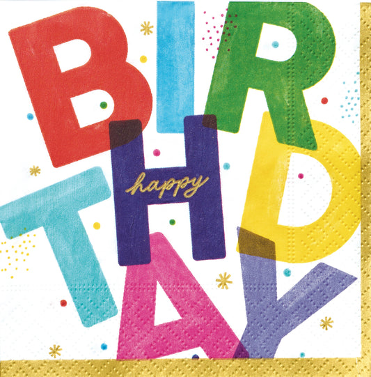 Birthday Block Beverage Napkin
