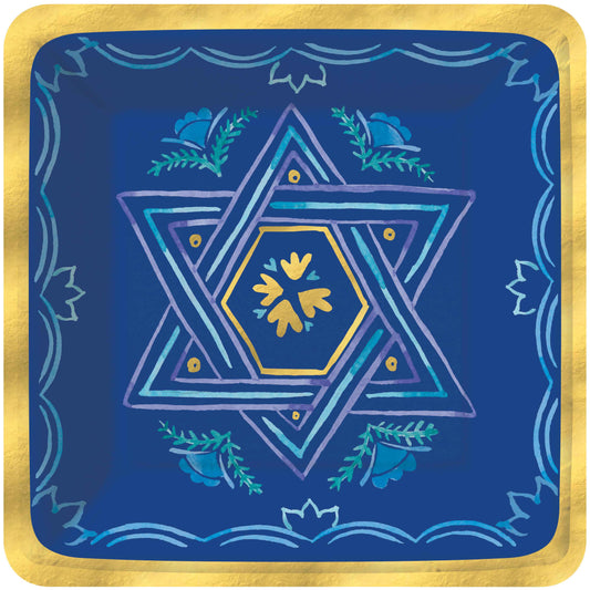 Elegant Hanukkah-Vibrant Paper Dinner Plate