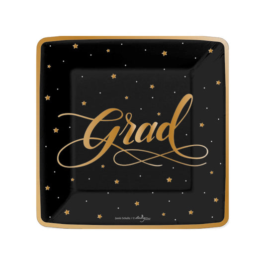 Gold Star Grad Dessert Plates