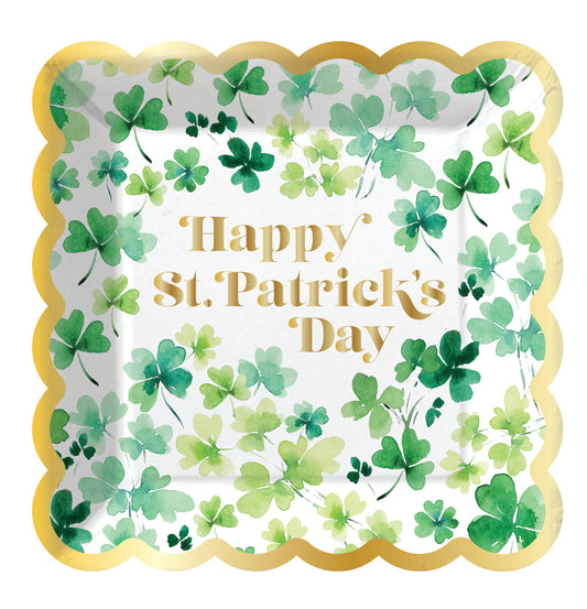 Watercolor Shamrock Paper Dessert Plate