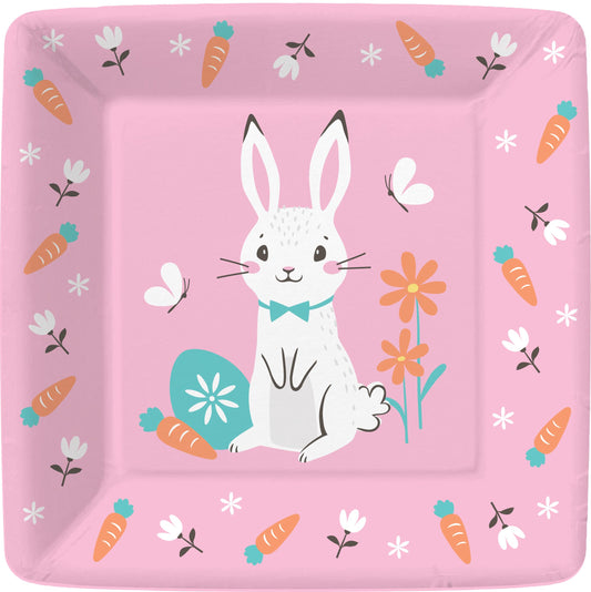 Retro Bunnies Paper Dessert Plate