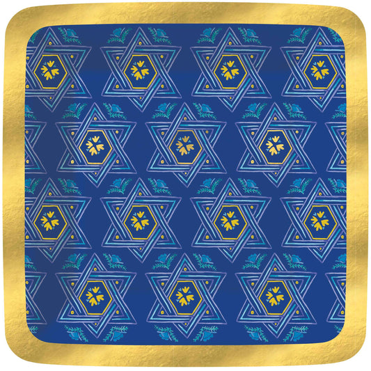 Elegant Hanukkah-Vibrant Paper Dessert Plate
