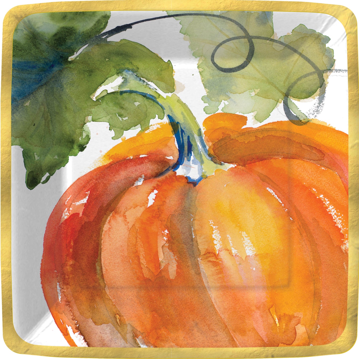 Watercolor Harvest Pumpkins Paper Dessert Plate
