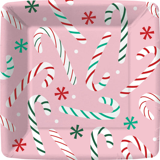 Pink Peppermint Paper Dessert Plate