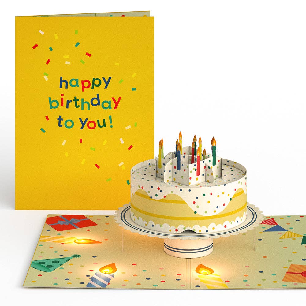Happy Birthday Confetti Cake Music and Lights Card 5x7"