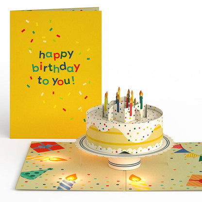 Happy Birthday Confetti Cake Music and Lights Card 5x7"
