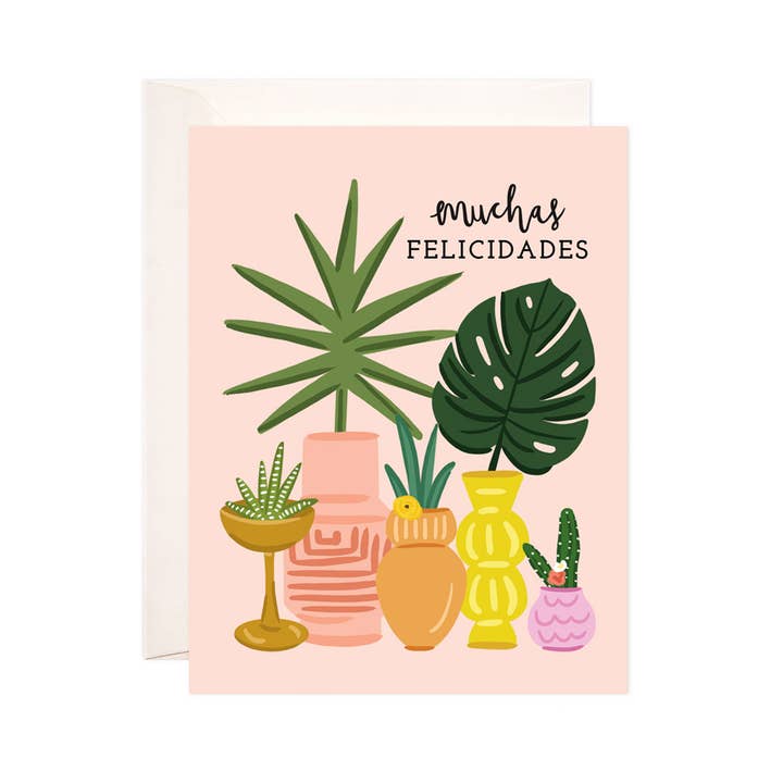 Felicidades Plants Greeting Card - Spanish Congrats Card