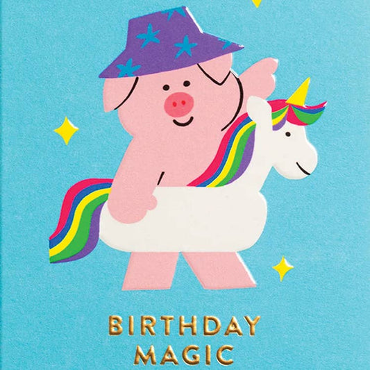 Magic Piggie Birthday Greeting Card 3.5" X 4.75"